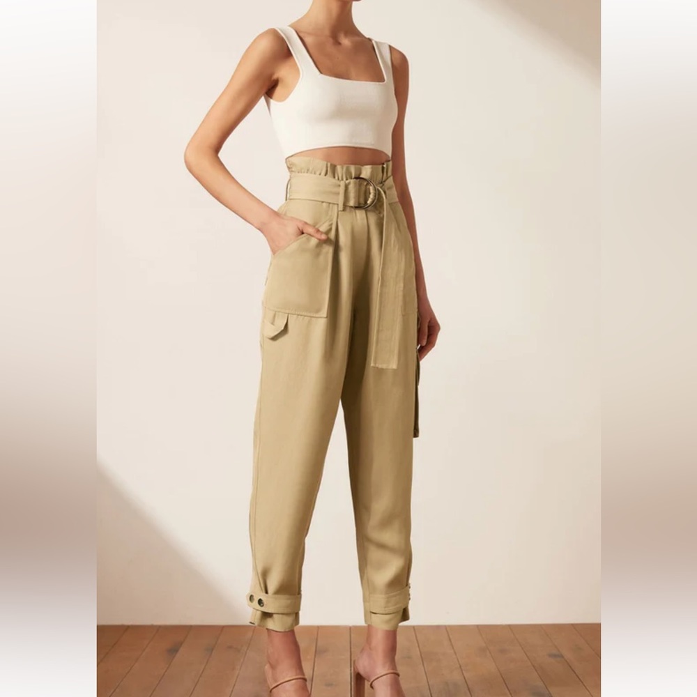 Anthropologie Shona Joy Matilda Paperbag utility pant in wheat color - Picture 1 of 6